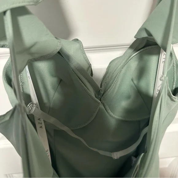 Azazie Arela Dress Stretch Matcha Green A12 - Picture 9 of 11